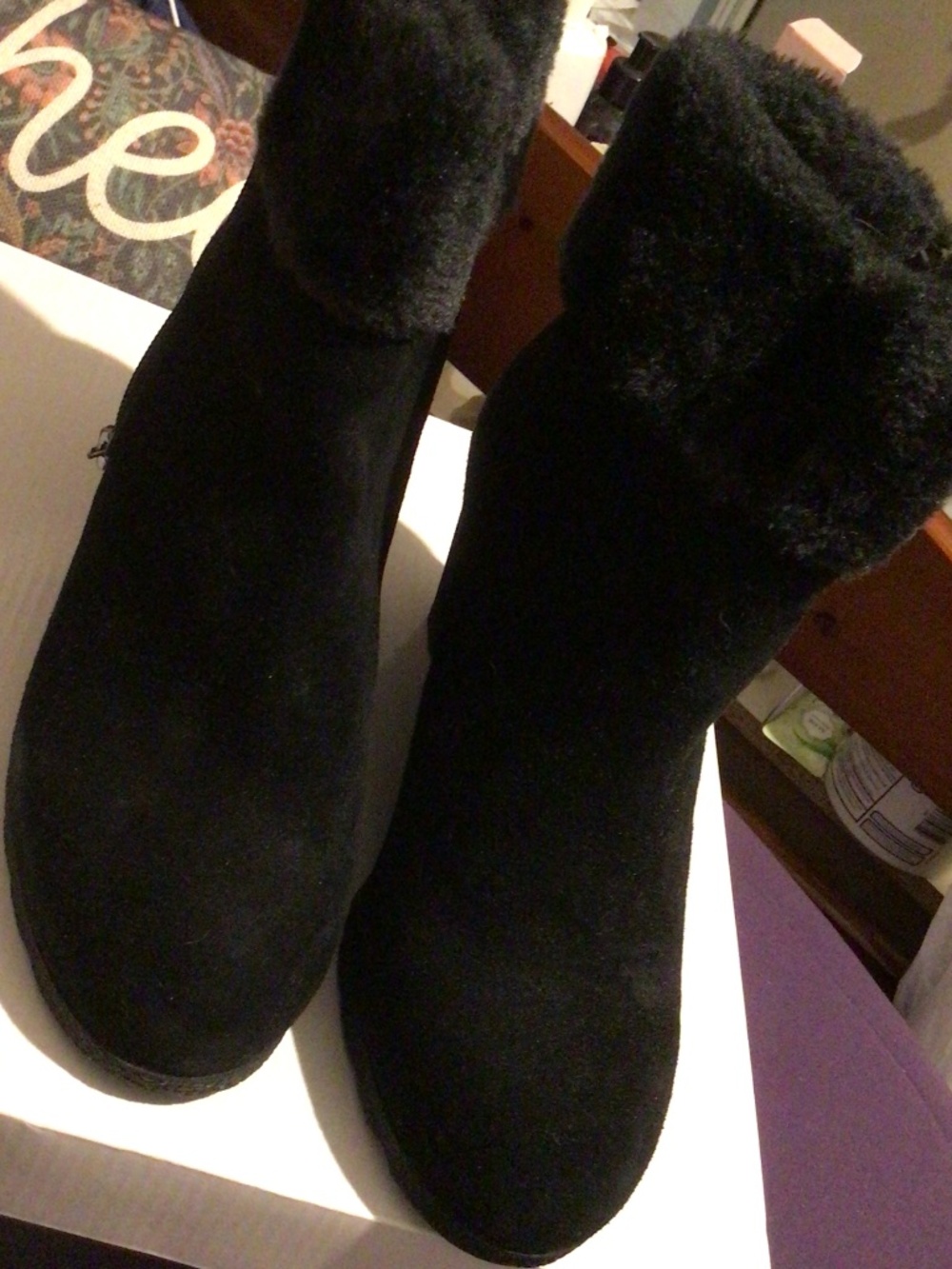 NWT Alfani Black Oreena2 Wedge Suede 8